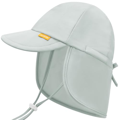 Image of Duoyeree UPF 50+ Baby Sun Hat, Neck Flap Protection for Toddlers | UV shield, stretch nylon spandex, adjustable back drawstring, machine washable, foldable for beach travel, sizes 0-5T