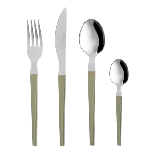 Lot de 24 couverts en acier manche vert Diletta, Légumes