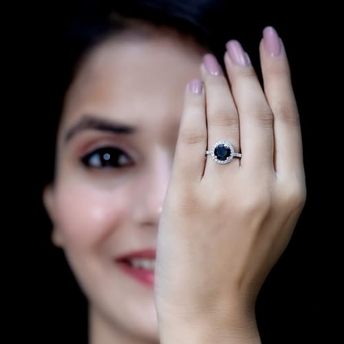 Certified Lab Grown Black Diamond Halo Ring, AAAA Quality, Black Diamond 8mm Round Shape Engagement Ring - Ready To Gift4