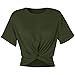TianGiKi T Shirts for Women Trendy Cropped Short Sleeve Crewneck Twist Front Workout Gym Tops Summer Casual Cute Basic Tees Army Green