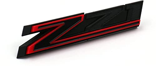 Image of 1 OEM Grille Z71 Front Emblem 3D Badge Compatible with 2019-2025 Silverado Tahoe Suburban RST 1500 HD 2500 HD 3500HD 84384428 (Black Red)
