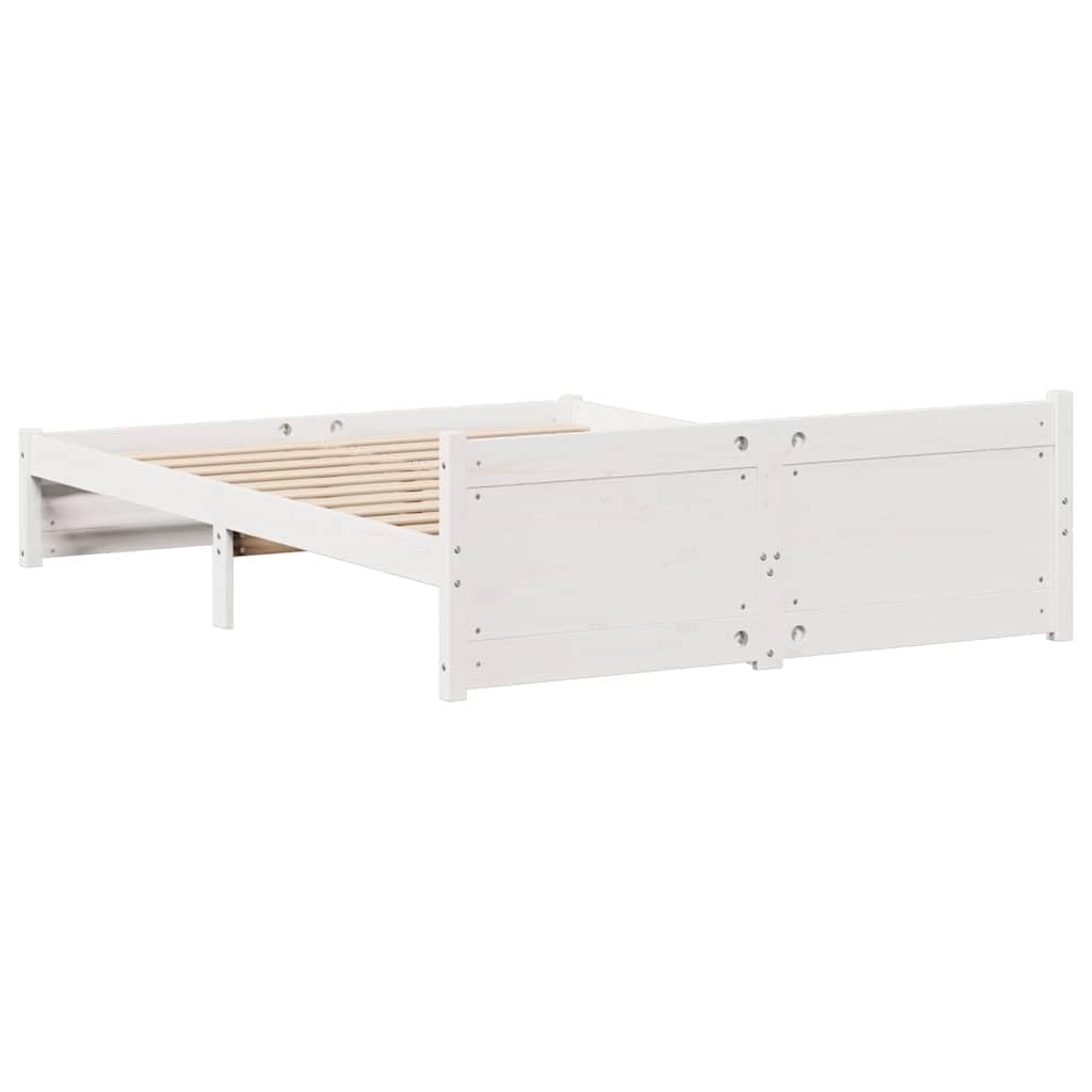 vidaXL Massivholzbett ohne Matratze Weiß 140x200 cm Kiefernholz