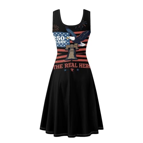 Image of Women Stylish Tank Dresses Sleeveless Round Neck Midi Casual Dress with Pocket for Summer