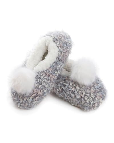 MeMoi Women's Plush Pom-Pom Knit Slippers