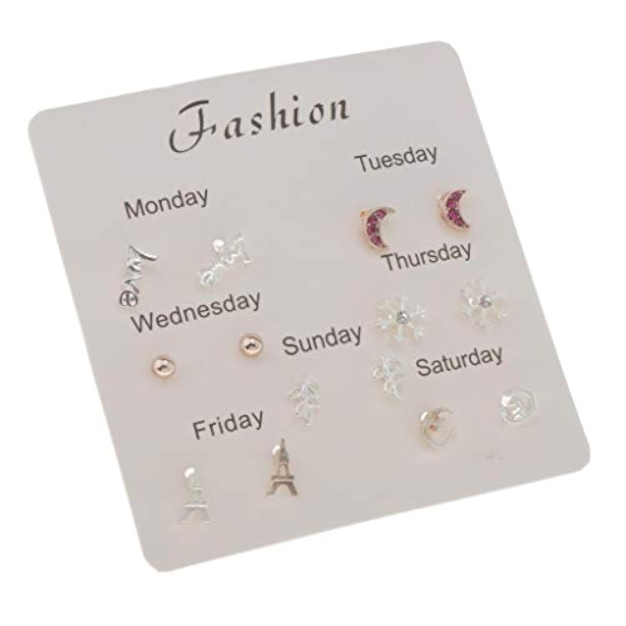 7 Pairs Fashion Stud Earrings Set with Round Beads