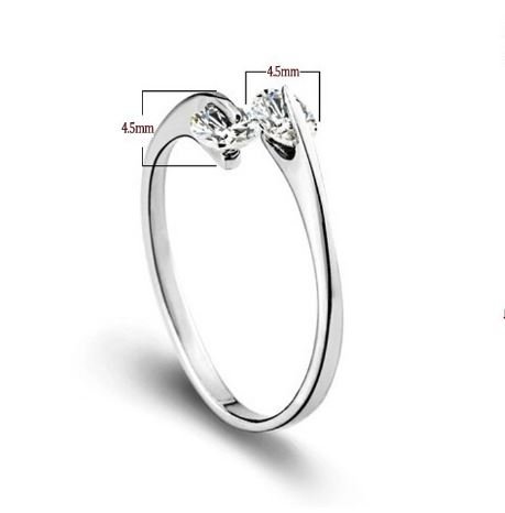 Image of Karatcart Platinum Plated Elegant Austrian Crystal Adjustable Leaf Ring for Women and Girls