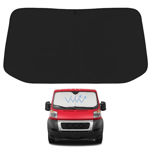 Image of Proadsy 2026 Upgrade Windshield Sunshade Custom for 2014-2025 Dodge Ram ProMaster Reflective Heat Sun UV Protector Foldable Front Window Shade Prime Accessories