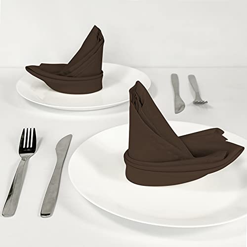 Grandipity Brown 10 Pack Table Napkins 18”X 18” Inch Solid Washable Polyester (Linen Alternative) Napkins - Set Of 10 Napkins With Hemmed Edges - Great For Weddings, Parties, Holiday Dinner & More #TOP5