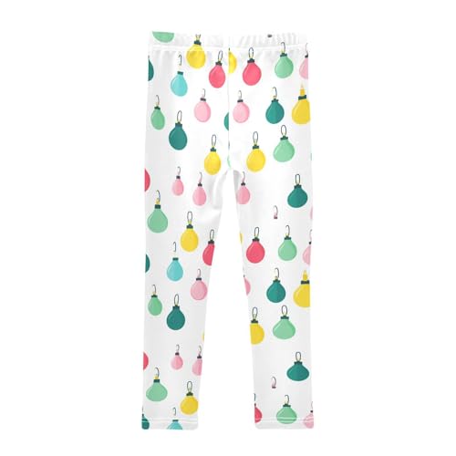 KLL Colorful Christmas Light Bulbs Little Girls Active Leggings Stretchy Full Length Sweatpants Gym2