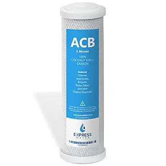 Express Water 1 Pack Activated Carbon Block Water Filter Replacement - 10 inch, 5 Micron