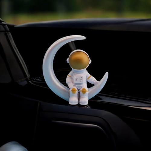 Image of YOURKARTS.COM Astronaut Dashboard Figure - Decorative Space-Themed Showpiece for Car Interior, Office Desk, Study Table & Home Decor | Astronaut Sitting on Moon Ornament | Premium Gift Item