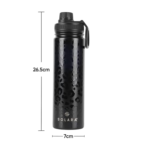 SOLARA Insulated Water Bottle 650ml, Hot Water Bottle, Thermosteel Water Bottles for Travel, Home, Office, School, Gym, Adults, Water Bottle Hot and Cold, Sipper Bottle, Black Leopard