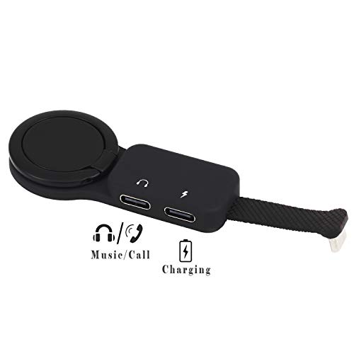 Image of Dual USB C Digital Ring Holder Audio Charger Adapter, Yeebline 2 in 1 Dual Audio and Fast Charging Type C Earphone Converter Headphone Jack Splitter Compatible with Google Pixel 2 /2 XL /3 /3 XL