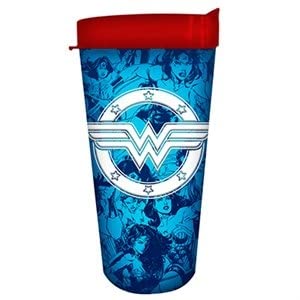 Gobelet Wonder Woman Silver Buffalo bleu 473 ml tasse de voyage DC Comics