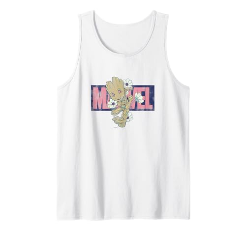 Baby Groot Logo Tank Top floral Marvel pour les sorties d'été