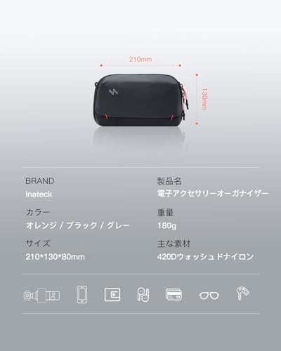 Inateck ポータブル電子アクセサリーポーチ