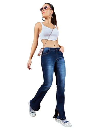 Image of Dolce Crudo Boot Cut High Rise Cropped Jeans for Women