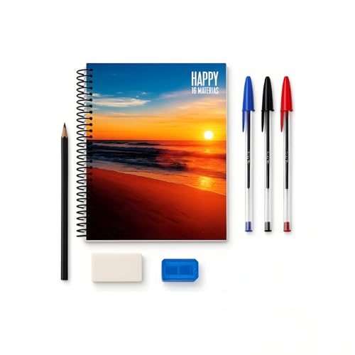 Kit Escolar Completo Volta ás Aulas Com Caderno Canetas Azul