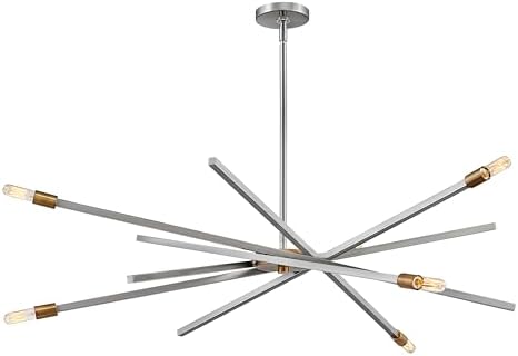 Hinkley Archer Six Light Large Adjustable Single Tier Chandelier, Modern, Articulating Arms, Brushed Nickel