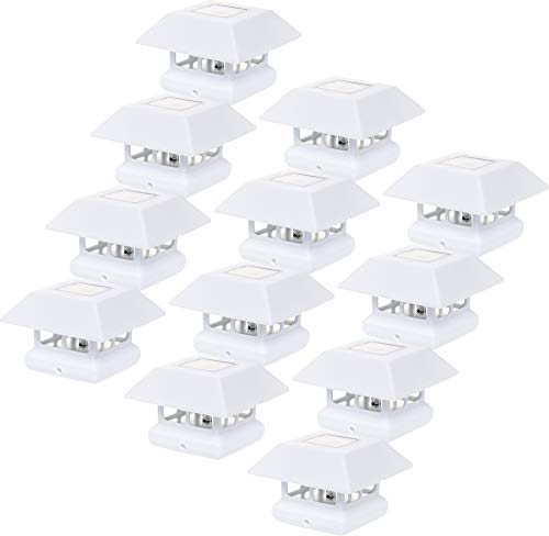 GreenLighting 12 Pack Veranda Solar Powered LED Post Cap Light for 4" x 4" Wood Posts (White)
