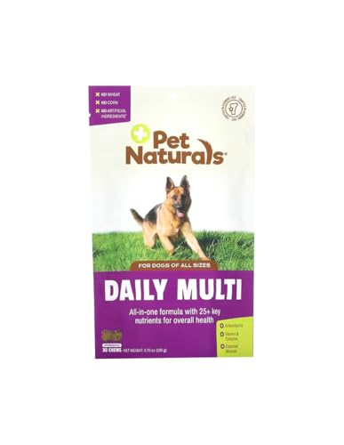 Pet Naturals Daily Multivitamin for Dogs, Veggie Flavor, 30 Chews - Yummy Chews with Amino Acids, and Antioxidants - Supports Energy, Metabolic Function and Pet Wellness.