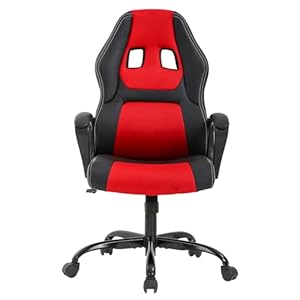 PayLessHere Gaming Chair Ergonomic Office Chair Computer Chair with Lumbar Support Ergonomic Pu Leather Adjustable Height Executive Chair for Women Men and Adults,Red