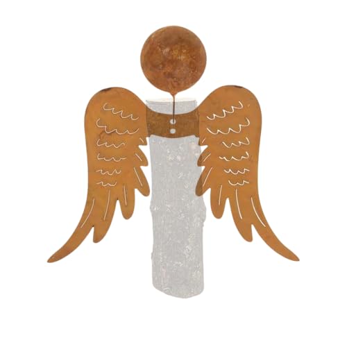 Storm's Gartenzaubereien Rost Kaminholz Engel mit Flügel und Kopf - Bausatz 20x15cm Deko Engelsflügel zum Basteln