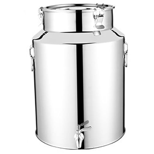 Cubo de acero inoxidable, lata de leche Dispensador de agua de acero inoxidable de 5 litros Cubo de miel resistente con pico, tapa sellada con bloqueo y asa para vino, aceite de cocina, leche, granos Cubo de acero inoxidable, lata de leche Dispensador de agua de acero inoxidable de 5 litros Cubo de miel resistente con pico, tapa sellada con bloqueo y asa para vino, aceite de cocina, leche, granos