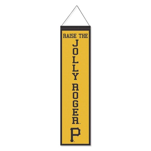 WinCraft Pittsburgh Pirates Raise The Jolly Roger 8x32 Inch Vertical Wool Embroidered Hanging Banner