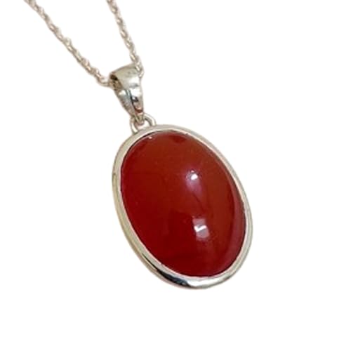 Pendentif ovale en cornaline naturelle et collier en argent 925 pour femme