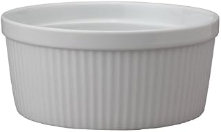 HIC Souffle, Fine White Porcelain, 7.5-Inch, 48-Ounce, 1.5-Quarts Capacity