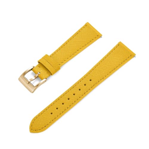 Correa de cuero genuino de 18 mm color oro amarillo para sustitución