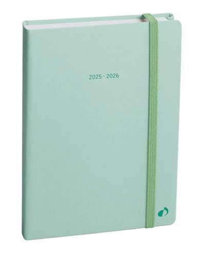 Quo Vadis 1281617Q Diario Scolastico EUROTEXTAGENDA Multilingua Anno 2025-2026 Colore Verde Formato 12x17cm Giornaliera 12Mesi Agosto-Luglio Carta Bianca Copertina Rigida vellutata con elastico Pastel