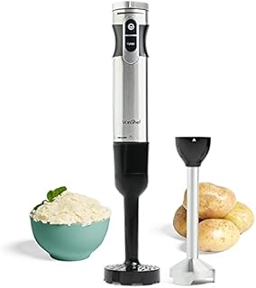 VonShef Electric Potato Masher  Immersion Blender & Whisk 3 in 1 with Potato Masher Attachment, 1000W, Ideal for Blending, Mashing & Pureeing Potatoes, Baby Food & Soup  Stainless Steel