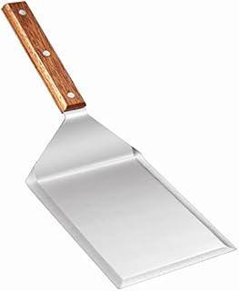 Homi Styles Extra Wide Spatula with Beveled Edges, Oversized Stainless Steel Spatula with Wood Handle for Skillets, Griddles & Grills, Pancake Flipper Spatula for Fish, Burgers & Omelet, 6 x 5-inches