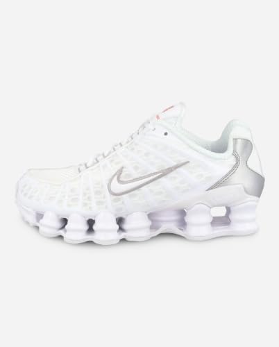 Nike Nike Women's Shox Tl Trainers, Multicoloured White Metallic Silver Max Orange 000, 7.5