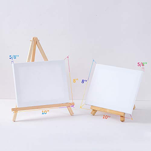 Canvas Boards for Painting 8x10, 8x10 Canvas Value Pack of 12 Blank Pre Stretched Canvases Panels 5/8”Thick 100% Cotton for Acrylics Oil Painting with 10pcs Brushes Set Art Paint Kits for Adults Kids