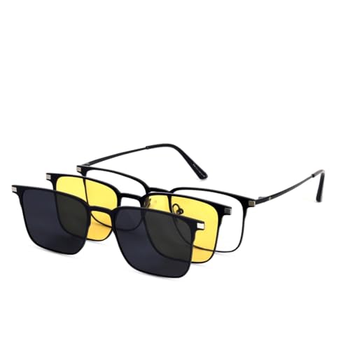 Image of HASHTAG EYEWEAR Stylish Magnetic Clip-On Sunglasses for Men and Women | Polarized UV Protection | Detachable Eyewear | Anti-Glare Clip On for Driving | Fashionable Shades