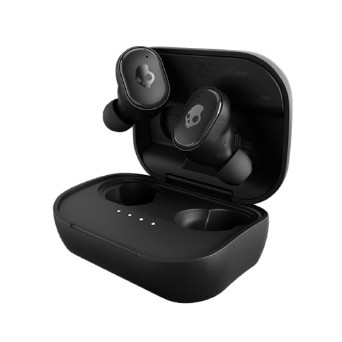 Skullcandy Grind Kabelloser In-Ear Kopfhörer, 40 Std. Akkulaufzeit, Skull-iQ, Alexa-Unterstützung, Mikro, Kompatibel mit iPhone, Android und Bluetooth-Geräten - Schwarz