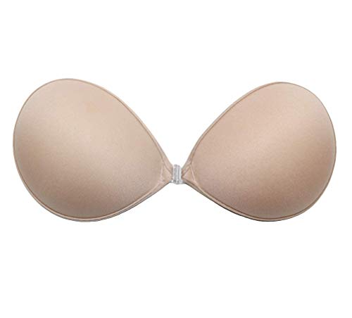 KEWUF 2 Paires Soutien-Gorge Adhésif Invisible Dos-Nu – Silicone Réutilisable Push-Up Naturel B Cup (Chair + Noir)