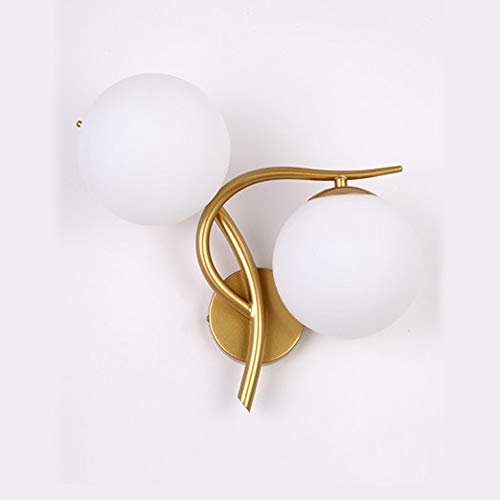 Lampe murale à double tête en verre et fer pour chambre d'enfants douce - 4