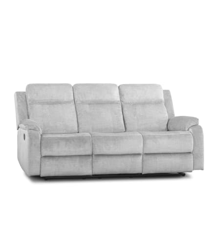 SWEET SOFA®- Sofá Relax 3 plazas REIMON, sofá reclinable en 2 Extremos, 1 Fijo Central, Apertura por Palanca. (Gris)