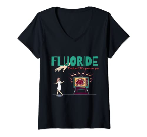 Donna Teoria della cospirazione del fluoro Maglietta con Collo a V