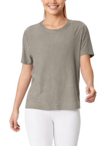 Image of ODODOS Women's Performance Cropped Tee Ultra Soft odSTRATUM Tech Short Sleeve Relaxed Top Crew Neck T-Shirts