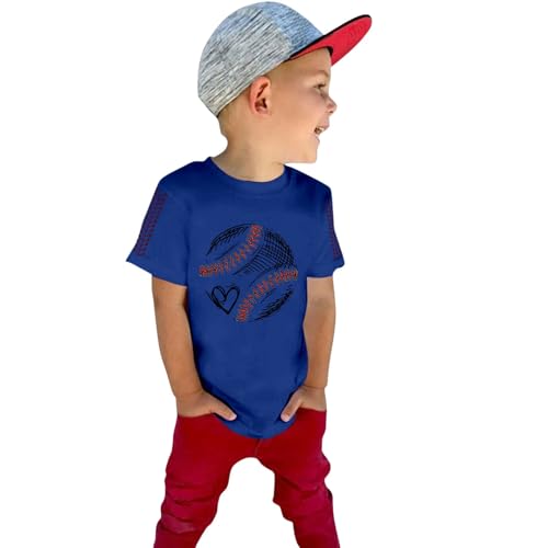 Vintage Baseball Print T-Shirt for Girls Boys Short Sleeve Game Day Athletic Tops Graphic Tees Kids Crewneck T-Shirt3