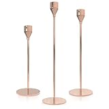 Rose Gold Candlestick Holders for Taper Candles, Set of 3 Taper Candle Holders for Candlesticks, Ide