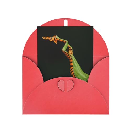 カエル柄3 メッセージレターカード パーティー招待状クリスマスカード Red