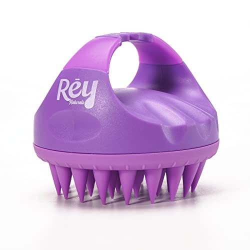 Image of Rey Naturals Hair Scalp Massager Shampoo Brush - Hair Growth, Scalp Care, and Relaxation - Soft Bristles for Gentle Massage - Pink Color (Pink & Purple)