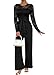 shownicer Tuta Donna Elegante Maniche Lunghe Pizzo Pantaloni Lungo Jumpsuit Elegante Tinta Unita Casual Cerimonia Playsuit Romper A Nero S