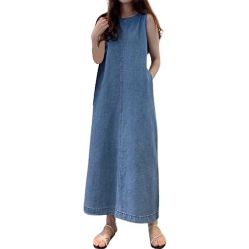 Robe en jean sans manches avec poche coupe ample pour un confort absolu
